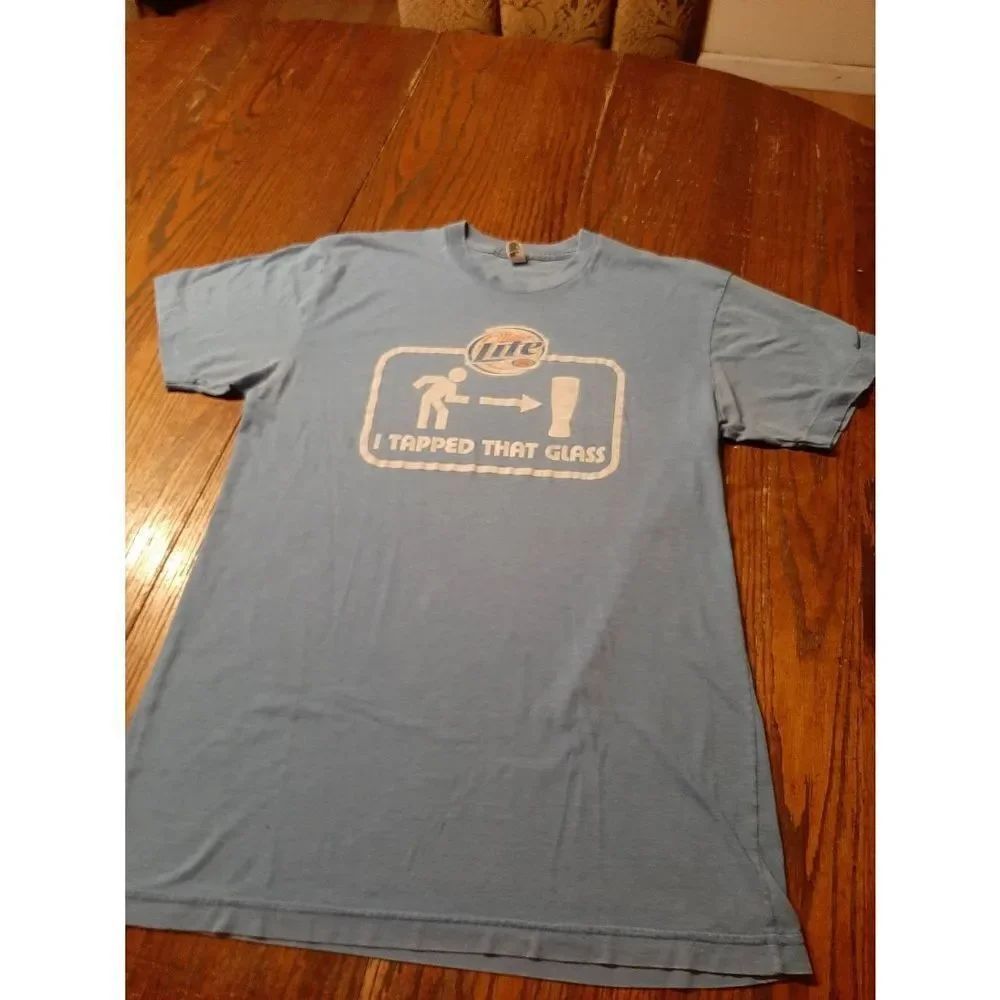 Medium American Apparel Miller Lite I Tapped That Glass Distressed Tee T-Shirt